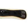 Black sheepskin dressage girth with orange trim